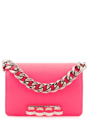 Four Ring mini pink leather clutch