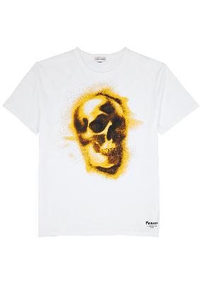 White skull-print cotton T-shirt