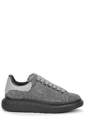 Oversized grey suede sneakers