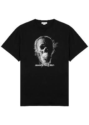 Black skull-print cotton T-shirt