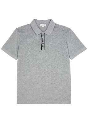 Grey logo piqué cotton polo shirt