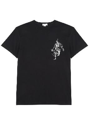 Black printed cotton T-shirt