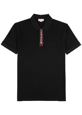Black logo piqué cotton polo shirt