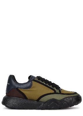 Court army green nylon sneakers