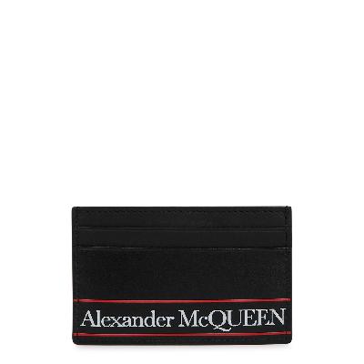 Alexander McQueen Black Logo Leather Card Holder - Black And Red