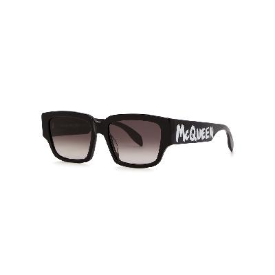 Alexander McQueen Black Logo Square-frame Sunglasses - Black And Grey