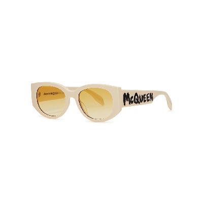 Alexander McQueen Ivory Oval-frame Sunglasses - White