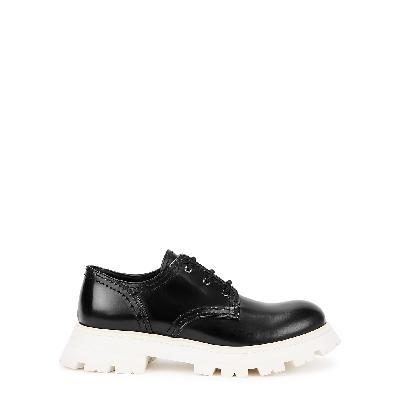 Alexander McQueen Black Leather Platform Derby Shoes - Black And White - 5