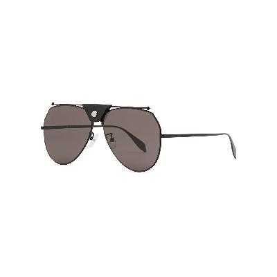 Alexander McQueen Black Metal Aviator-style Sunglasses