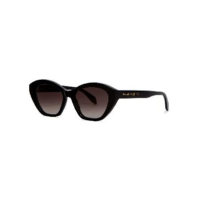 Alexander McQueen Black Cat-eye Sunglasses - Black Grey