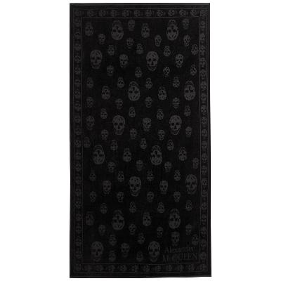 Alexander McQueen Black Skull-jacquard Cotton Towel