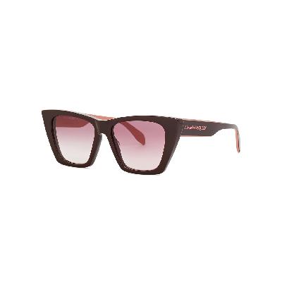 Alexander McQueen Burgundy Cat-eye Sunglasses - Dark Red