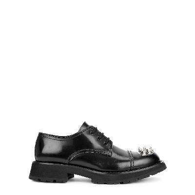 Alexander McQueen Black Studded Leather Derby Shoes - Black/Silver - 11