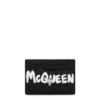 Alexander McQueen Black Logo Leather Card Holder - Black And White