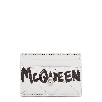 Alexander McQueen White Logo Leather Card Holder - White And Black