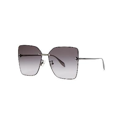 Alexander McQueen Gunmetal Oversized Square-frame Sunglasses - Silver