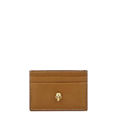 Alexander McQueen Skull-embellished Leather Card Holder - TAN