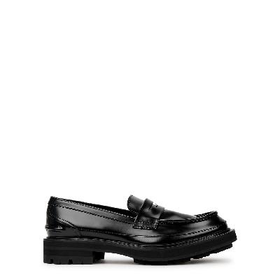 Alexander McQueen Glossed Leather Loafers - Black - 10