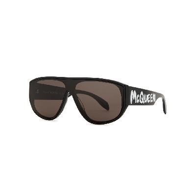 Alexander McQueen Graffiti D-frame Sunglasses, Sunglasses, Black