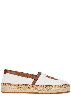 Ivory logo-embroidered canvas espadrilles