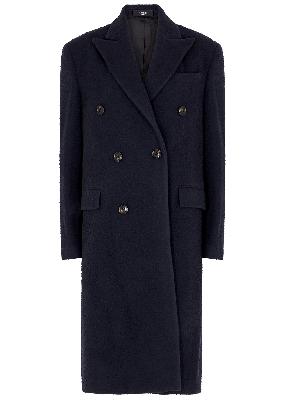 Navy bouclé wool coat
