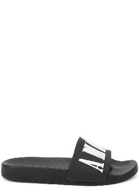 Black logo rubber sliders