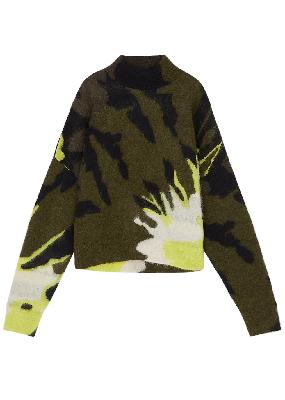 Camouflage-jacquard mohair-blend jumper