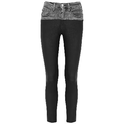 Amiri Black Panelled Leather Skinny Jeans - W27