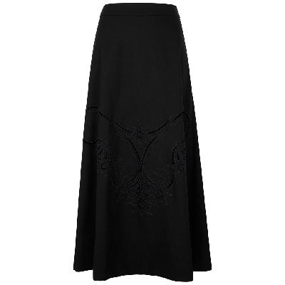 Chloé Embroidered Midi Skirt - Black - 14