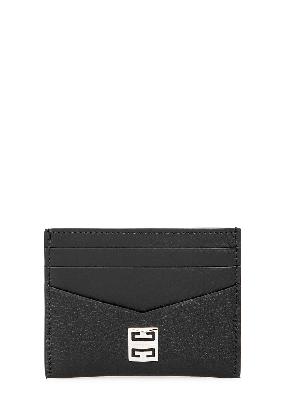 Black logo leather card holder