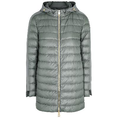 Herno Quilted Hooded Shell Coat - Grey - 14