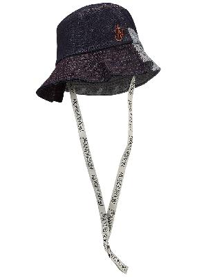Blue asymmetric denim bucket hat