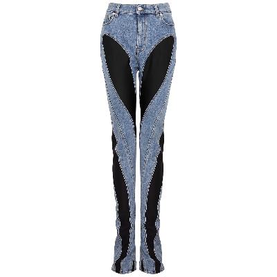 Mugler Panelled Split-cuff Skinny Jeans - Blue - 6