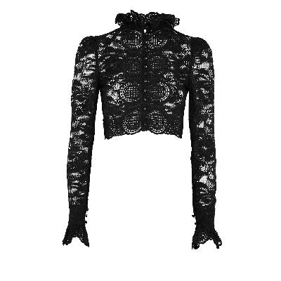 Paco Rabanne Cropped Lace Top - Black - 10