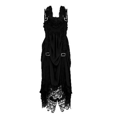 Simone Rocha Lace-trimmed Ruffled Satin Dress - Black - 6