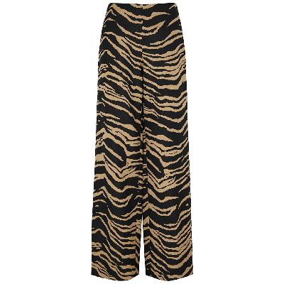 Stella McCartney Tiger-jacquard Wool-blend Trousers - Brown - 8