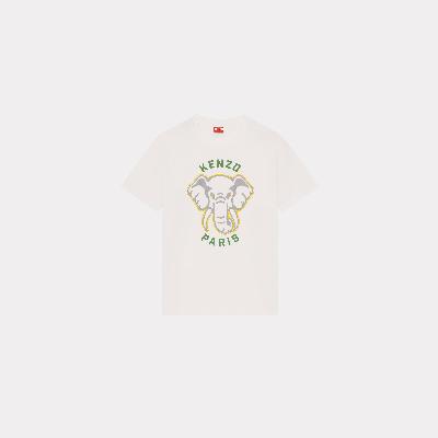 Kenzo Loose-fit 'Varsity Jungle' Elephant T-shirt Off White - Womens Size M