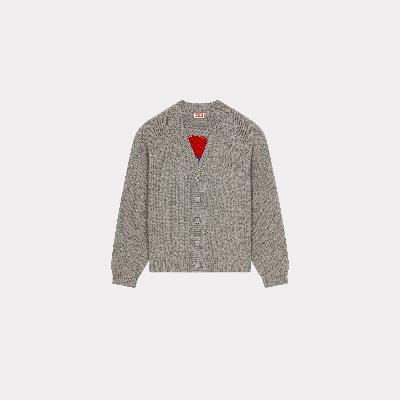 Kenzo 'Kenzo Target' Cardigan Made From Rws-wool Mix Pearl Gray - Mens Size L