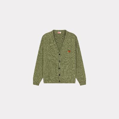 Kenzo 'Boke Flower Crest' Embroidered Woollen Cardigan Sage Green - Mens Size L