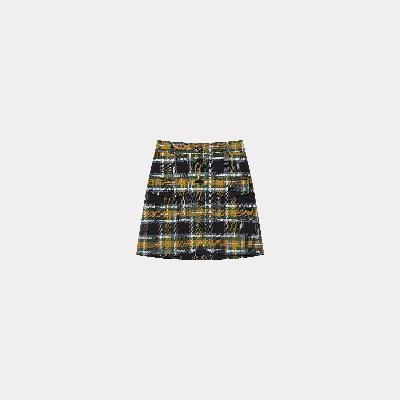 Kenzo A-line Checked Mini Skirt Dark Khaki - Womens Size 38