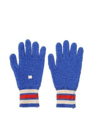 Acne Studios - Face-patch Wool-fleece Gloves - Mens - Blue