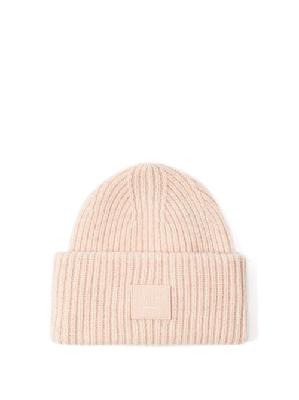 Acne Studios - Pansy Face Patch Wool Beanie Hat - Womens - Pink