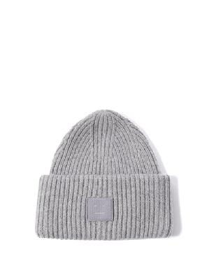 Acne Studios - Pansy Face Patch Wool Beanie - Mens - Grey