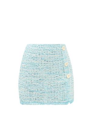 Acne Studios - Kelroy Knitted Cotton-blend Mini Skirt - Womens - Light Blue