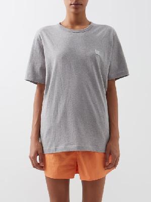 Acne Studios - Nash Face-patch Cotton-jersey T-shirt - Womens - Light Grey - XXS
