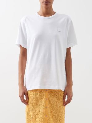 Acne Studios - Face-patch Cotton-jersey T-shirt - Womens - White - XS