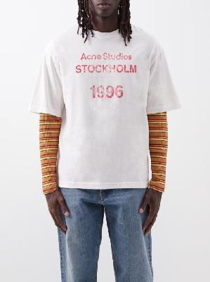 Acne Studios - 1996-logo Cotton-jersey T-shirt - Mens - Beige Multi