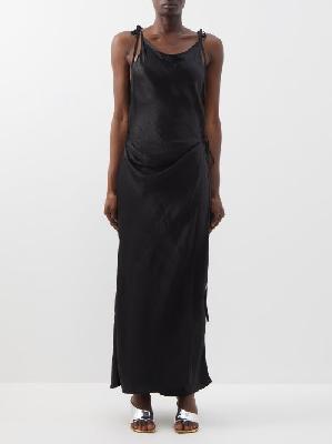 Acne Studios - Dayla Bow-tie Satin Dress - Womens - Black - 32 FR