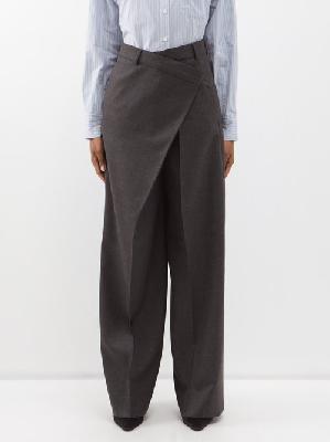 Acne Studios - Poffee Asymmetric-front Tailored Wide-leg Trousers - Womens - Grey - 34 FR