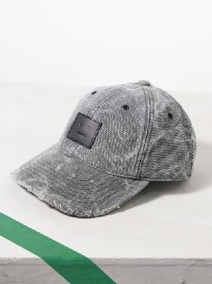 Acne Studios - Cunov Face-patch Distressed-canvas Cap - Mens - Grey - ONE SIZE